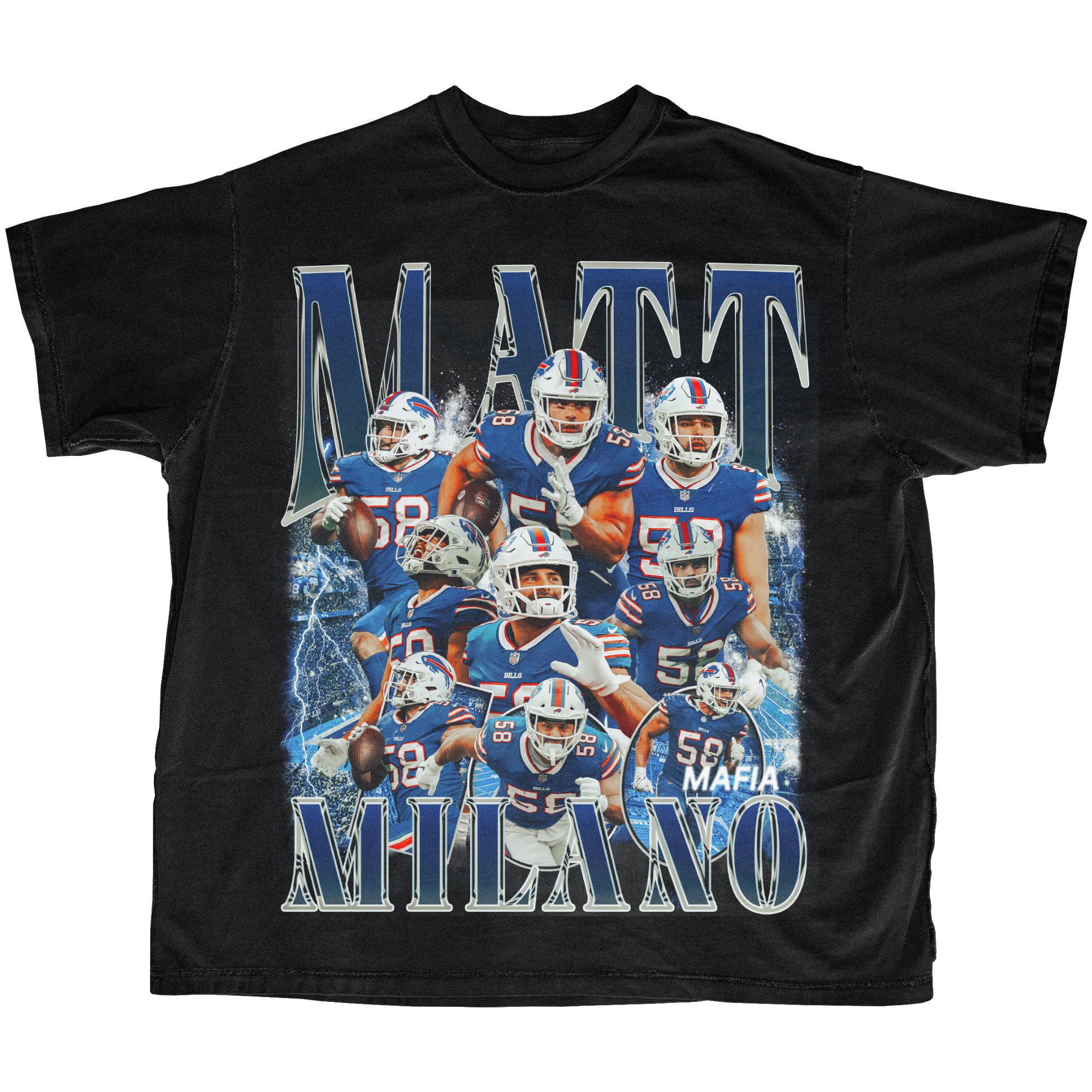 Matt Milano #58 Buffalo Bills - Vintage Bootleg Tee