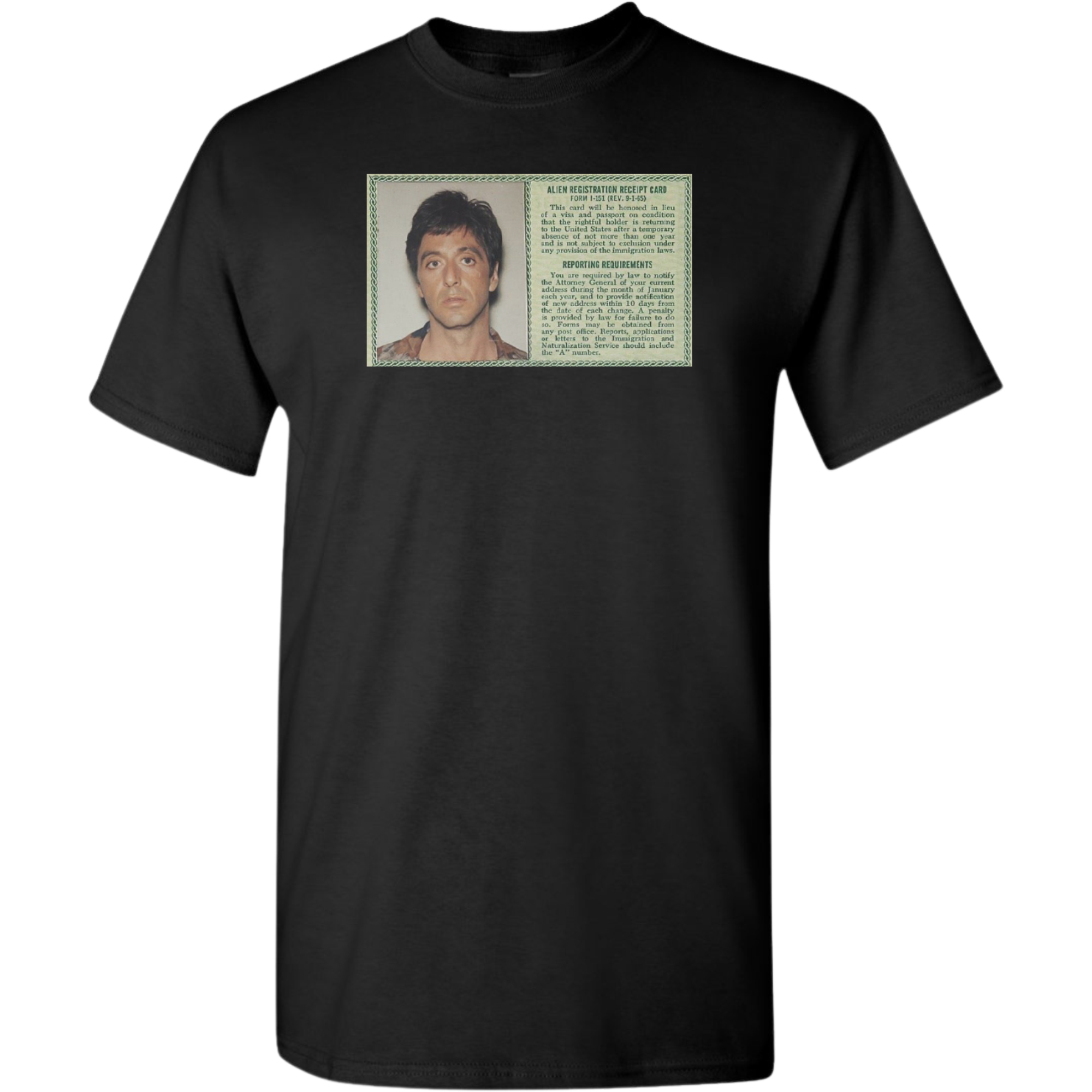 Tony Montana Green Card - BLACK - Vintage Bootleg Tee