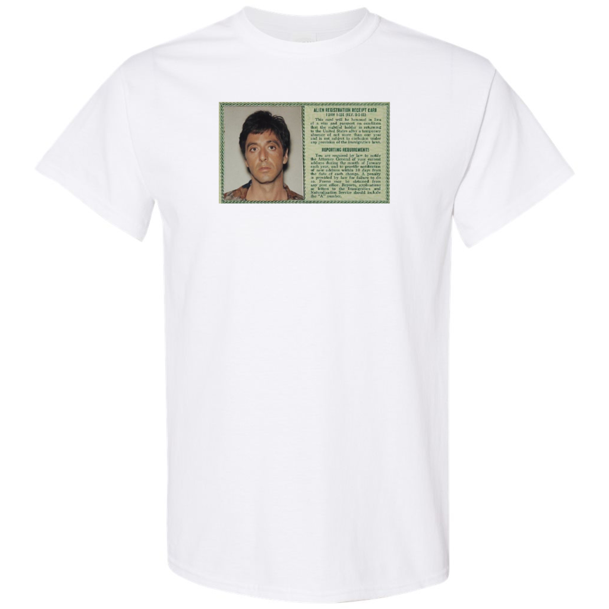 Tony Montana Green Card - WHITE - Vintage Bootleg Tee